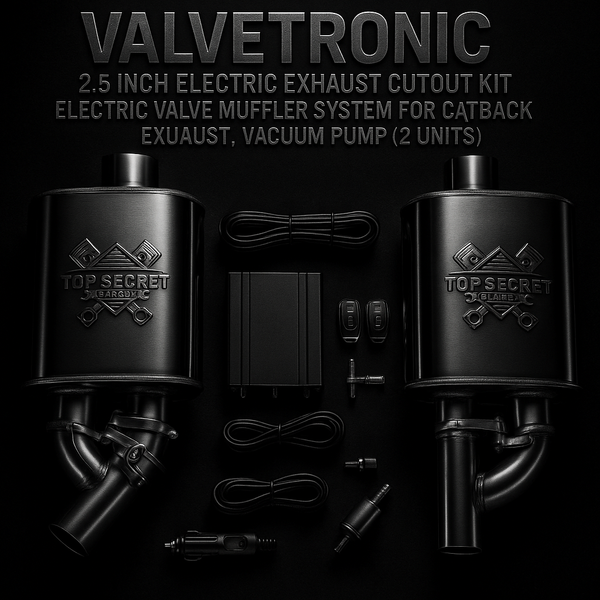 TSG Valvetronic – 2.5 Inch Electric Exhaust Cutout Kit, Electric Valve Muffler System for Catback Exhaust, Vacuum Pump (2 Units)